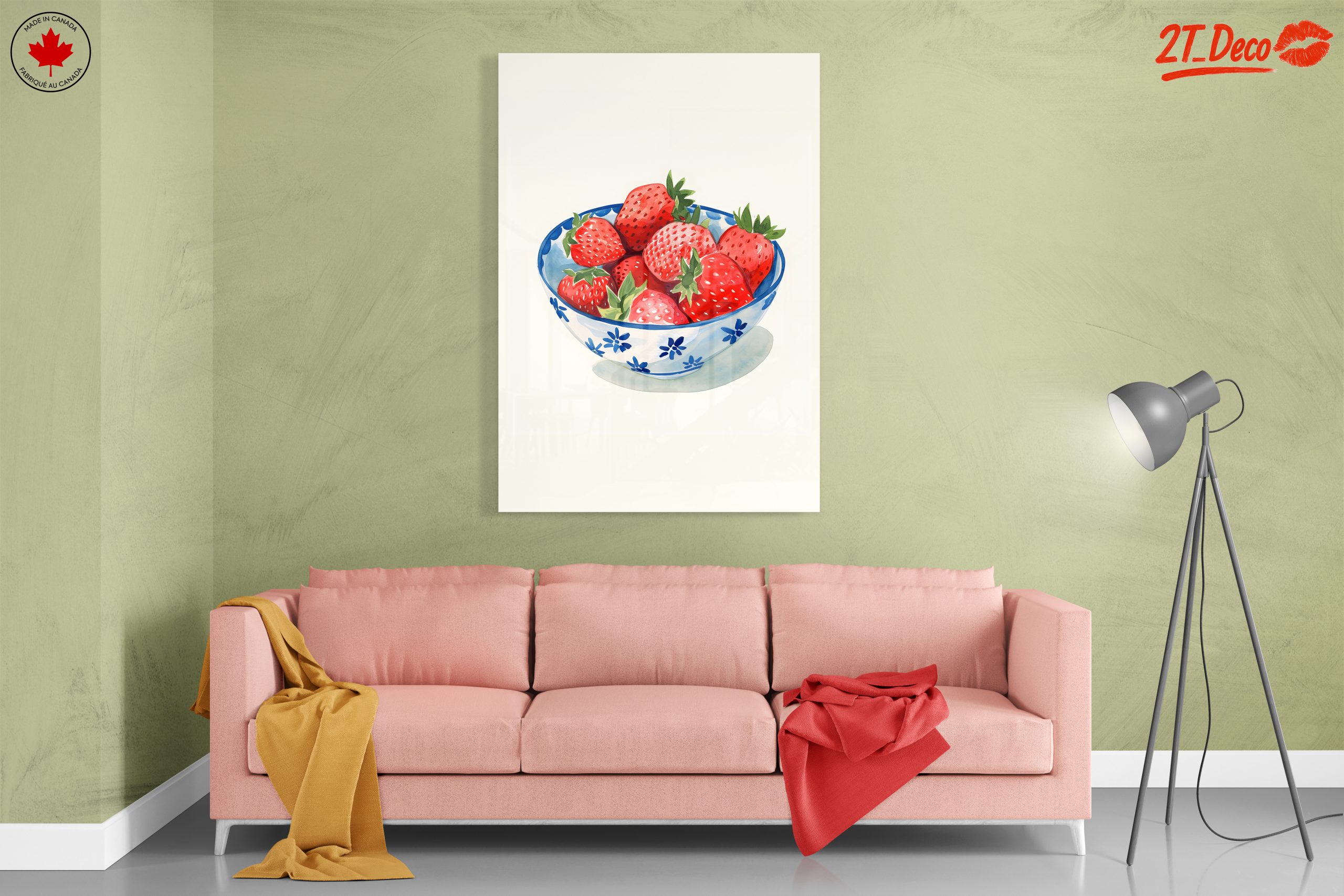 Vibrant Abstract Strawberries in Bowl Art - Image 7