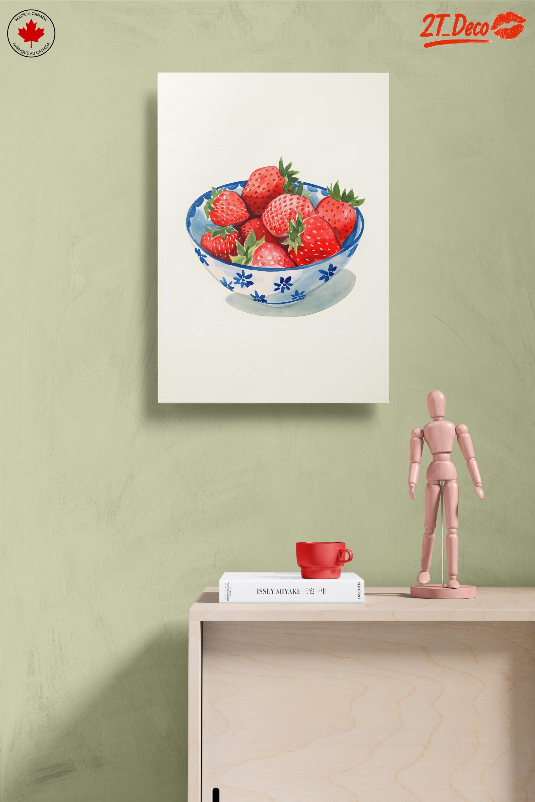Vibrant Abstract Strawberries in Bowl Art - Image 14