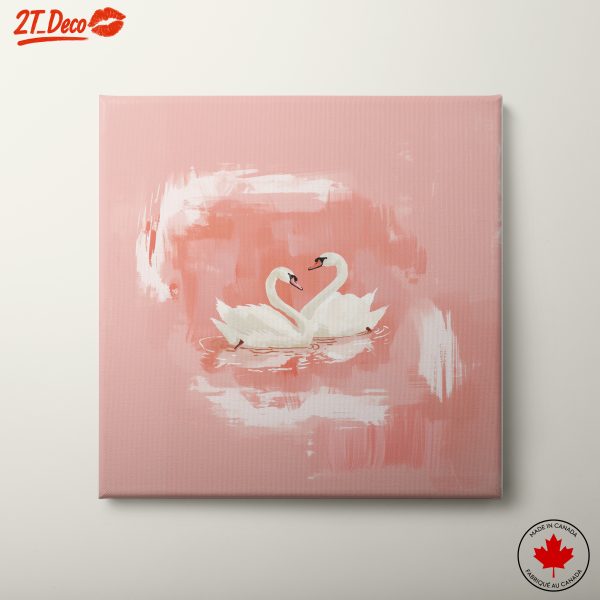 Elegant Swans Embracing on Pink Background