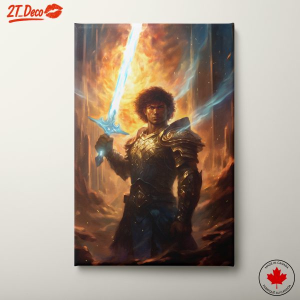 Epic Fantasy Warrior in Fiery Scene