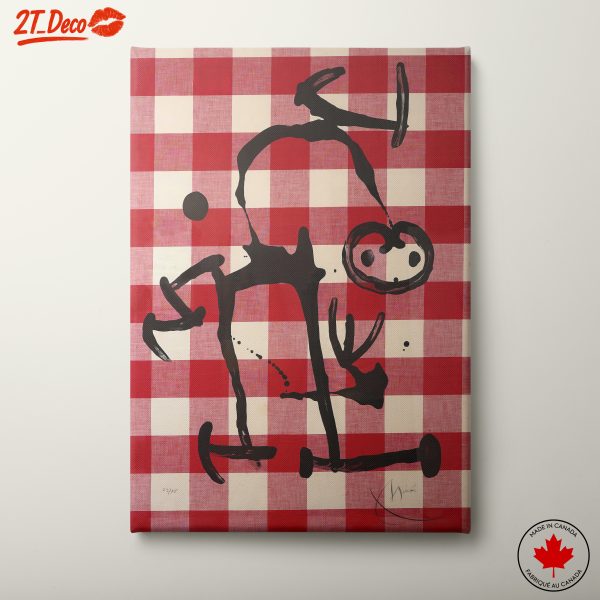 Bold Abstract Artwork on Checkered Background