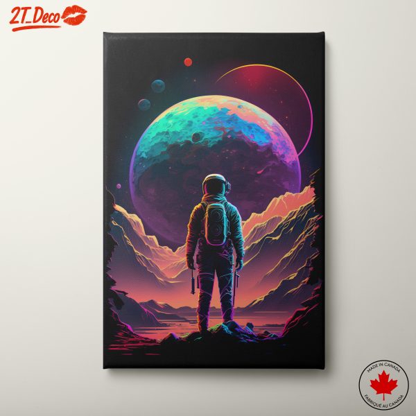 Vibrant Sci-Fi Space Artwork Featuring Astronaut