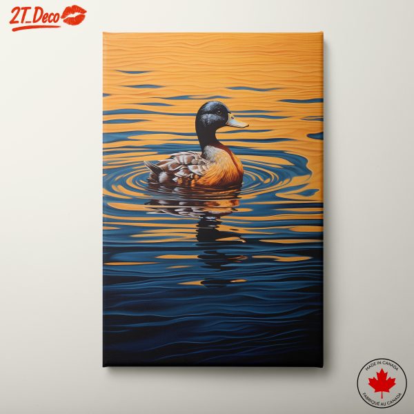 Stylized Duck Swimming in Vibrant Waters