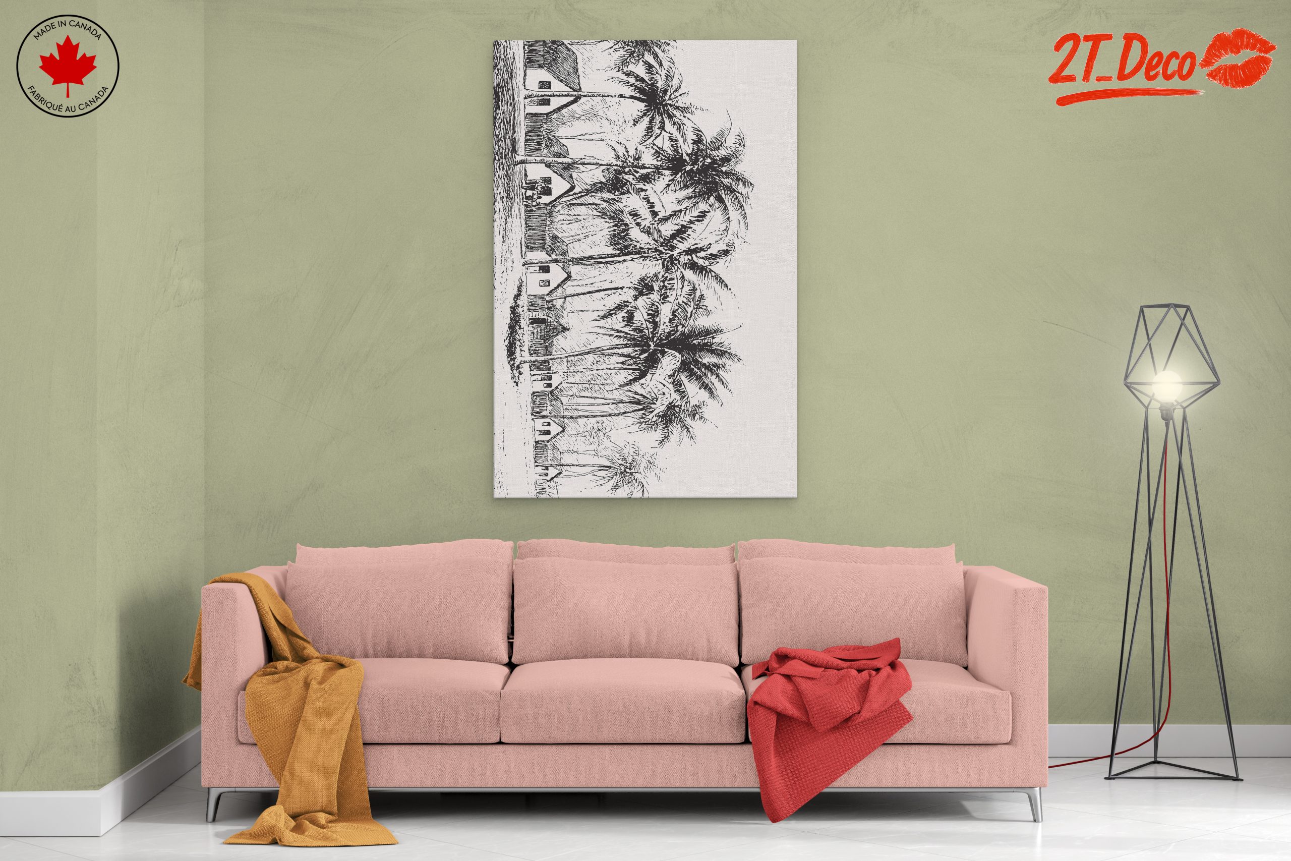 Charming Palm Tree Landscape Art - Image 2