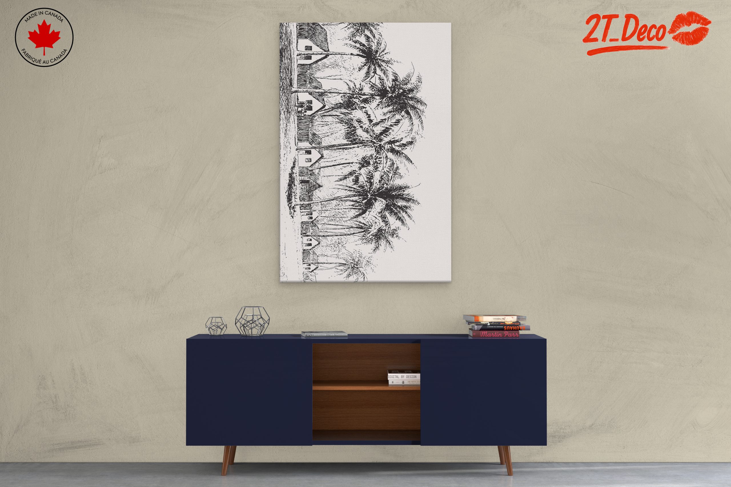 Charming Palm Tree Landscape Art - Image 3