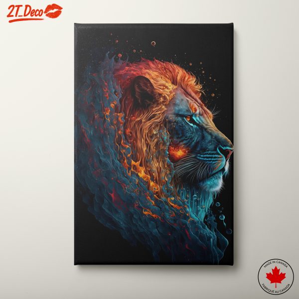 Vibrant Lion Art with Fiery Colors