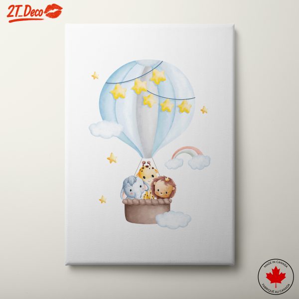 Cute Whimsical Animal Balloon Adventure Art