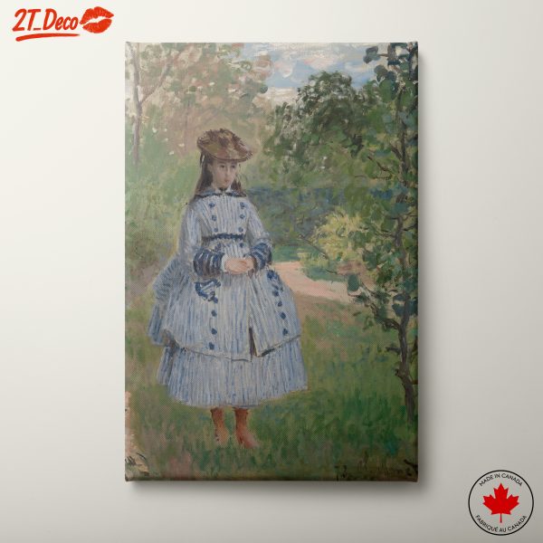 Young Girl In Striped Dress In Garden