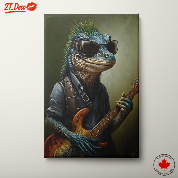 Stylized Lizard Rock Star Character Art