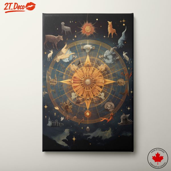 Astrological Zodiac Symbols and Celestial Bodies Art