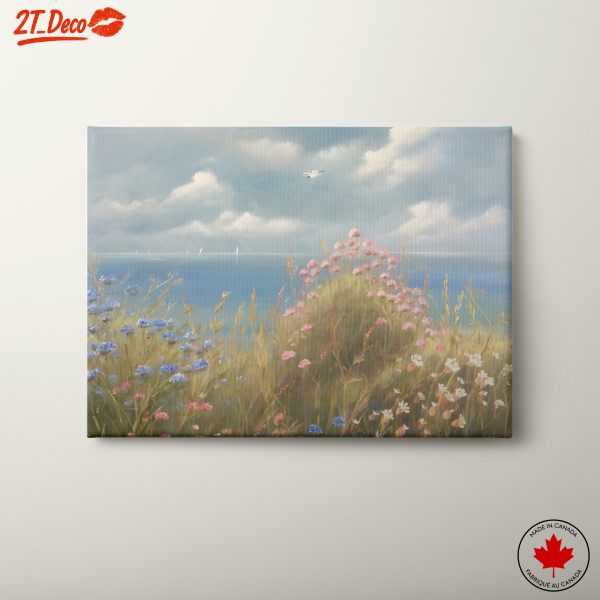 Serene Coastal Landscape with Flowers 2