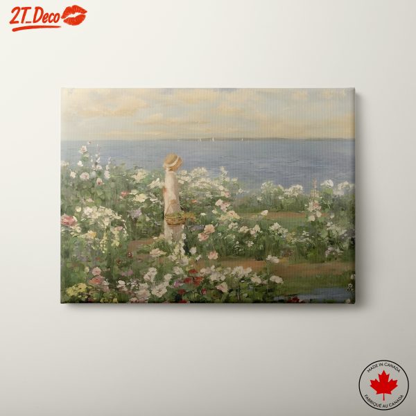 Serene Floral Landscape by the Sea