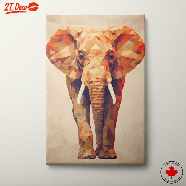 Stylized Elephant Artwork in Geometric Design