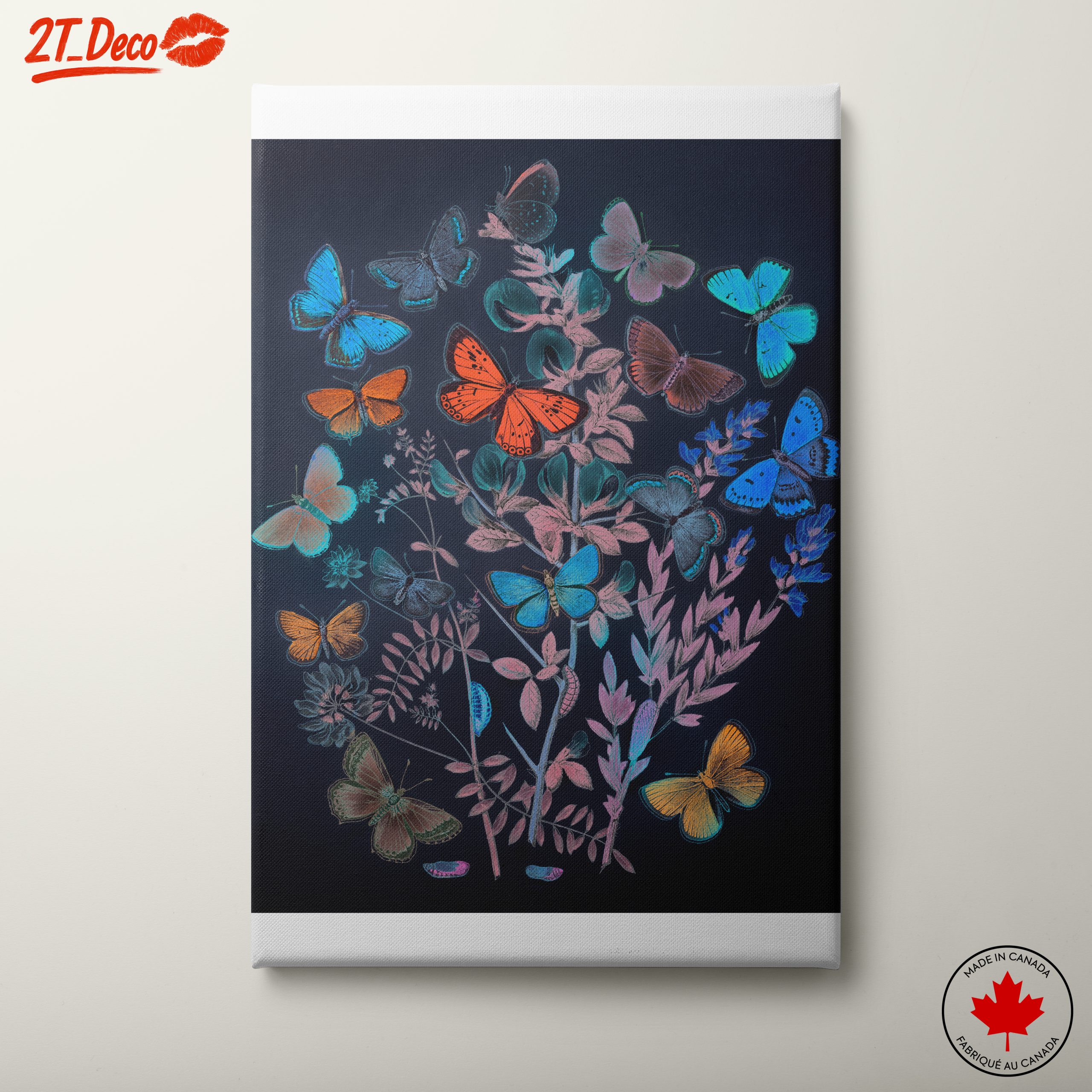 Colorful Botanical Butterfly Artwork