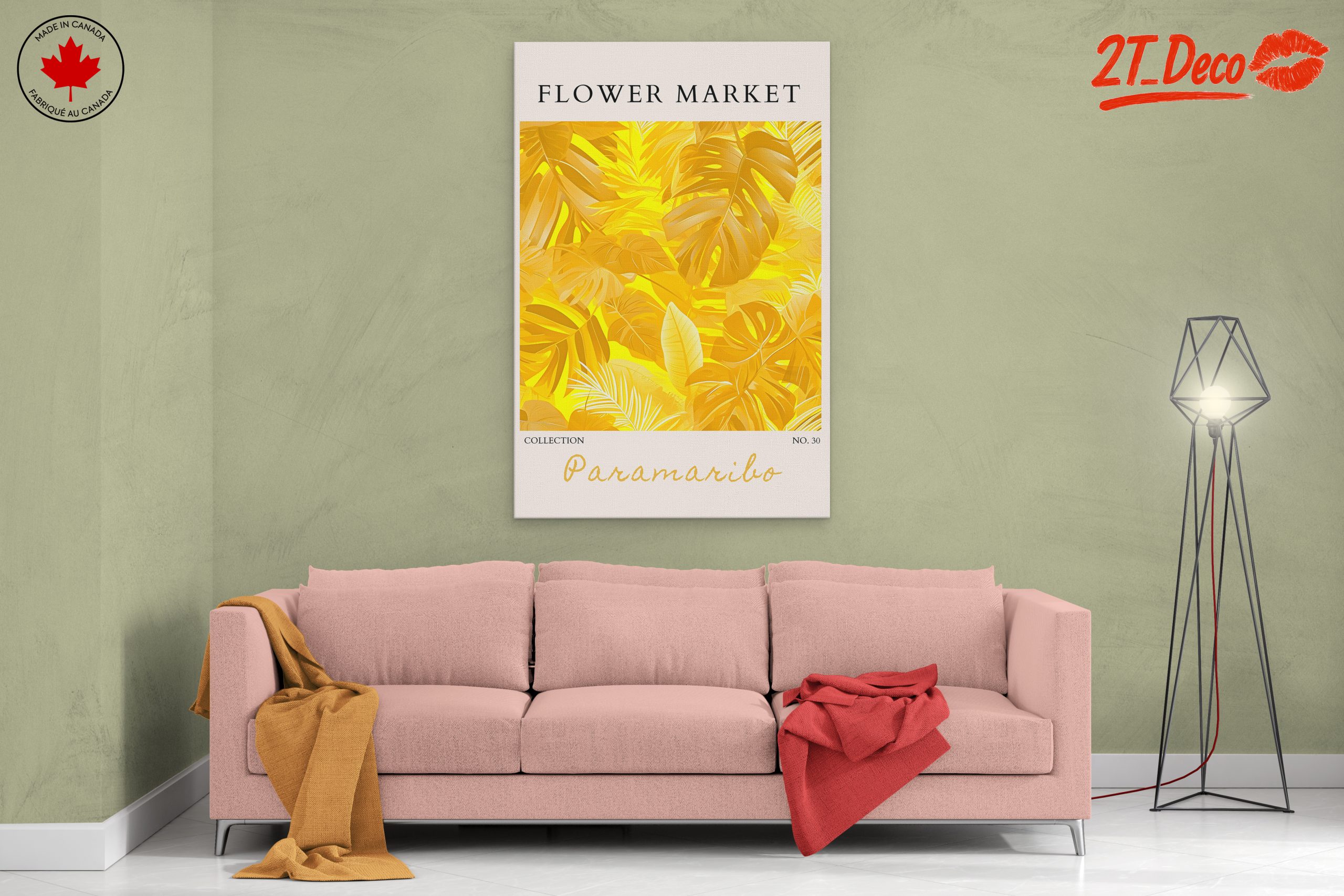 Vibrant Botanical Artwork with Leaf Patterns - Image 2
