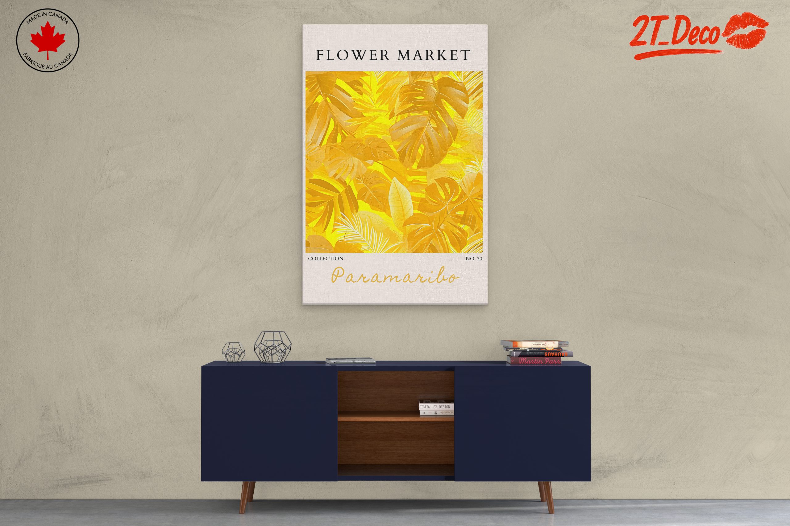 Vibrant Botanical Artwork with Leaf Patterns - Image 3