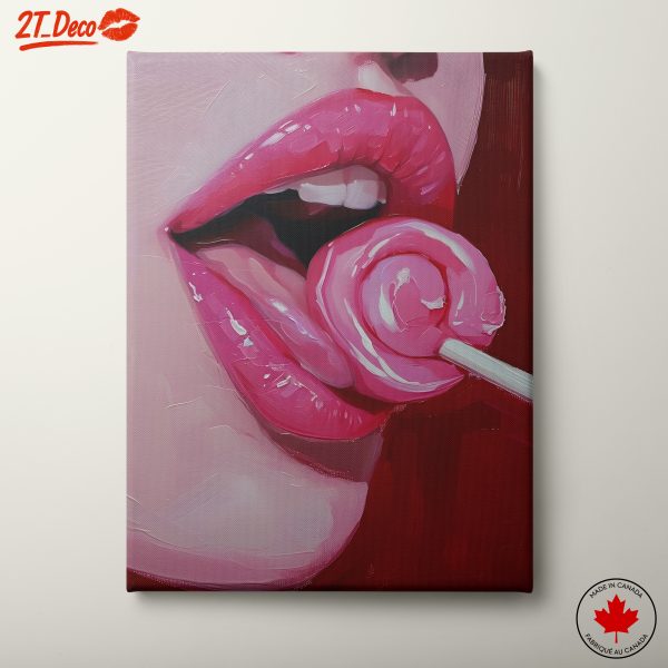 Vibrant Contemporary Pop Art of Lips with Lollipop
