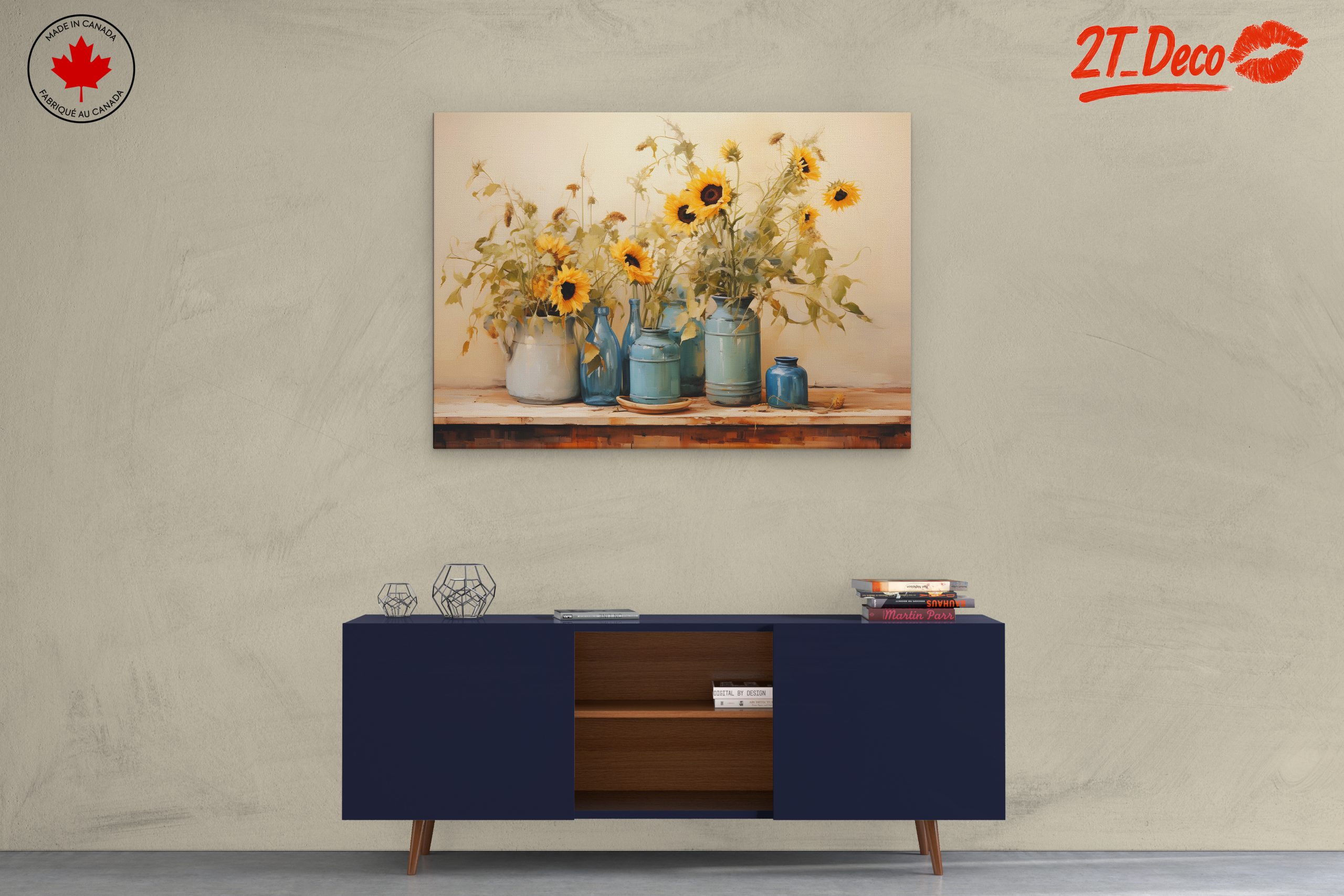 Sunflowers in Blue Vases Still Life - Image 3