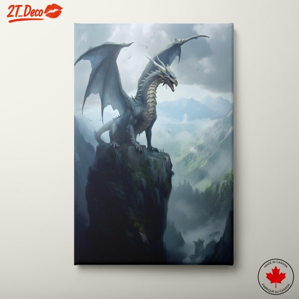Majestic Fantasy Dragon Overlooking Mountains