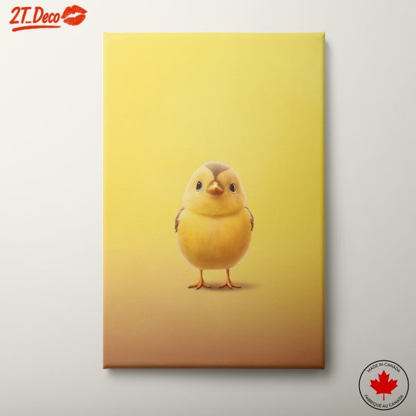 Adorable Chick Illustration on Bright Yellow Background