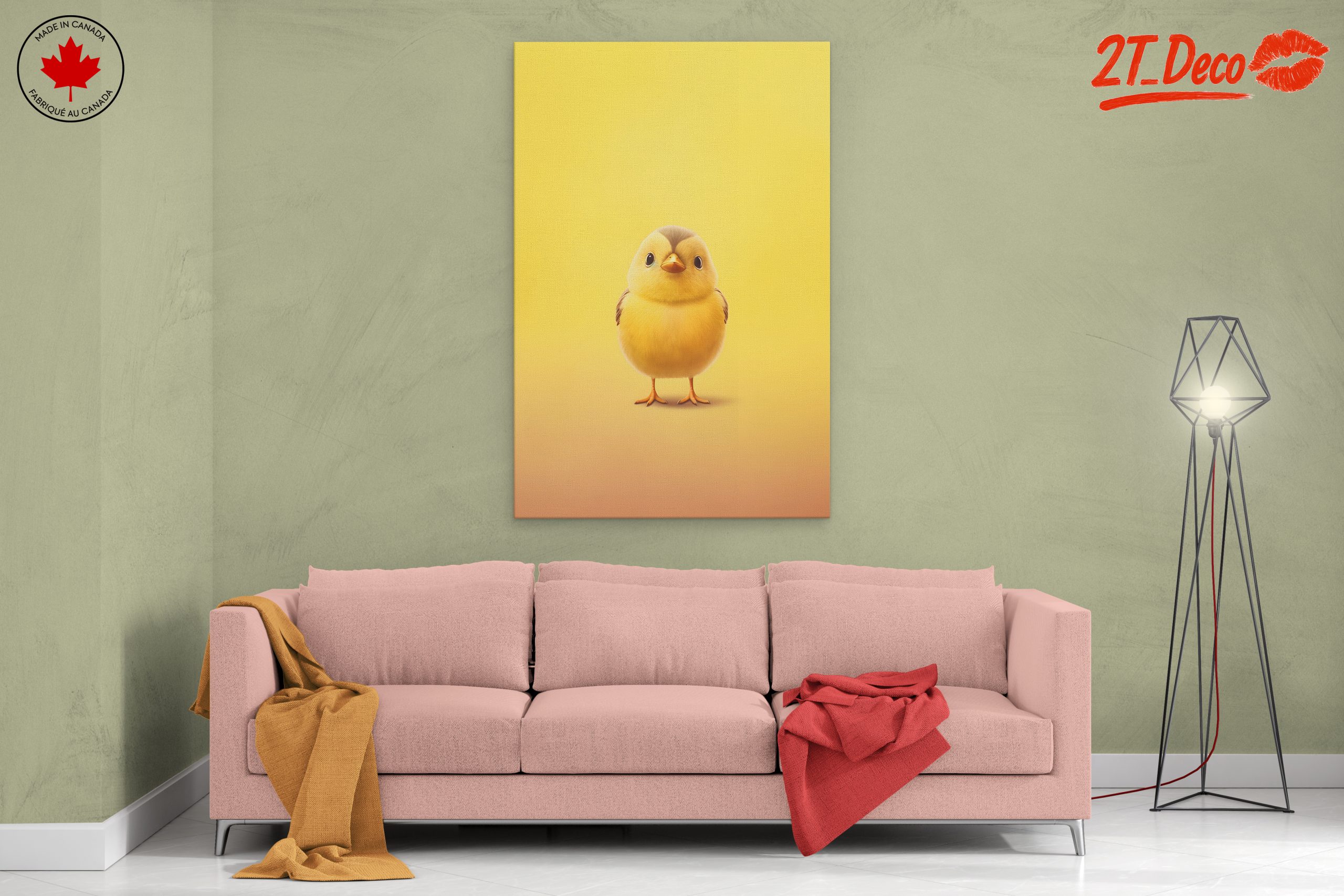 Adorable Chick Illustration on Bright Yellow Background - Image 2