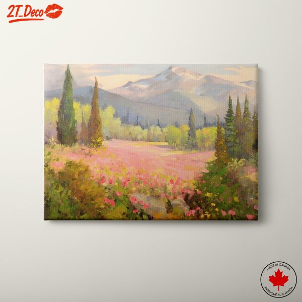 Scenic Mountain Landscape with Colorful Flowers