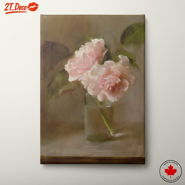 Delicate Pink Roses in a Glass Vase