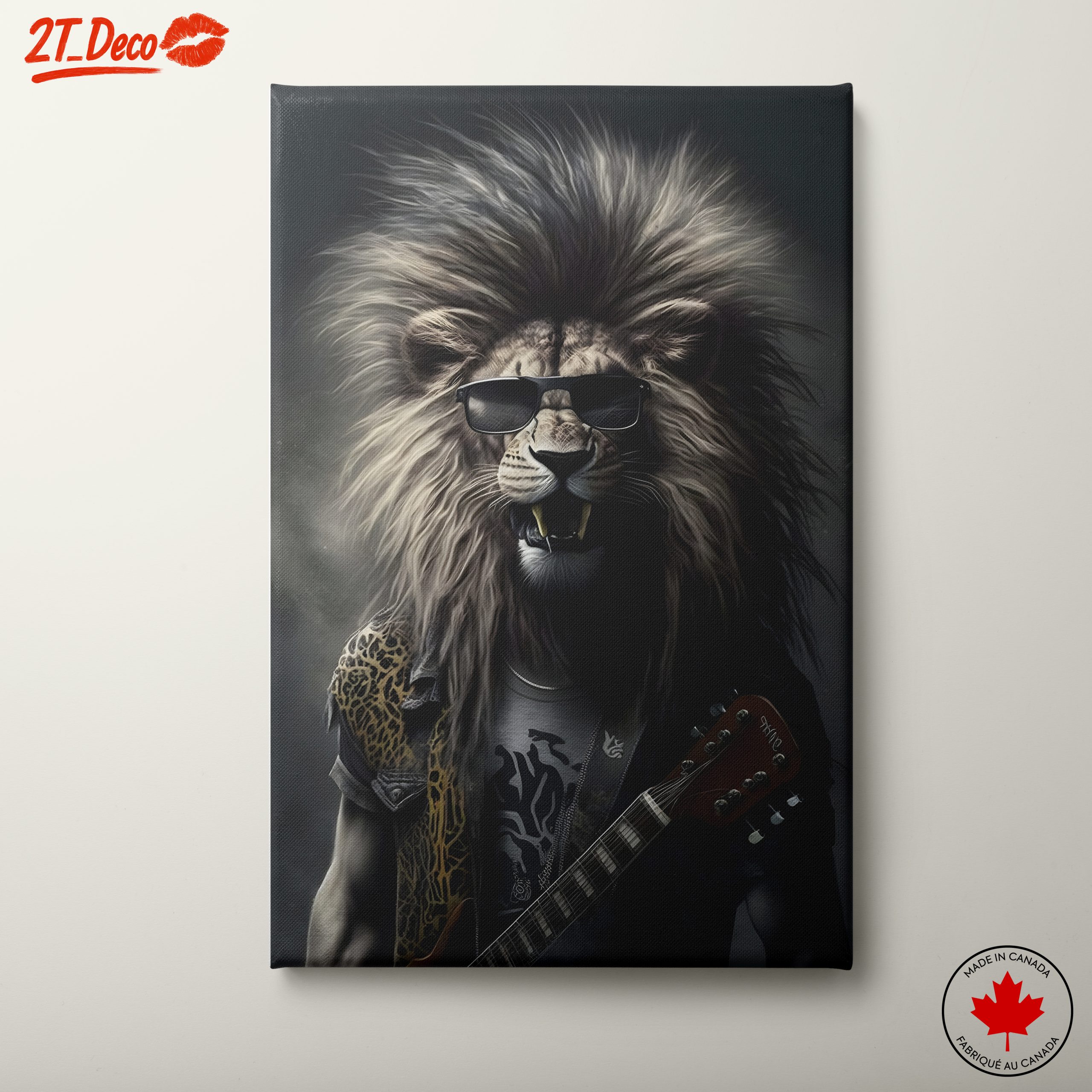 Lion Playing Guitar in Sunglasses