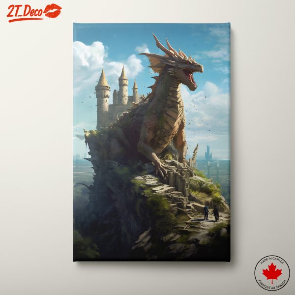 Majestic Dragon Overlooking a Castle 2