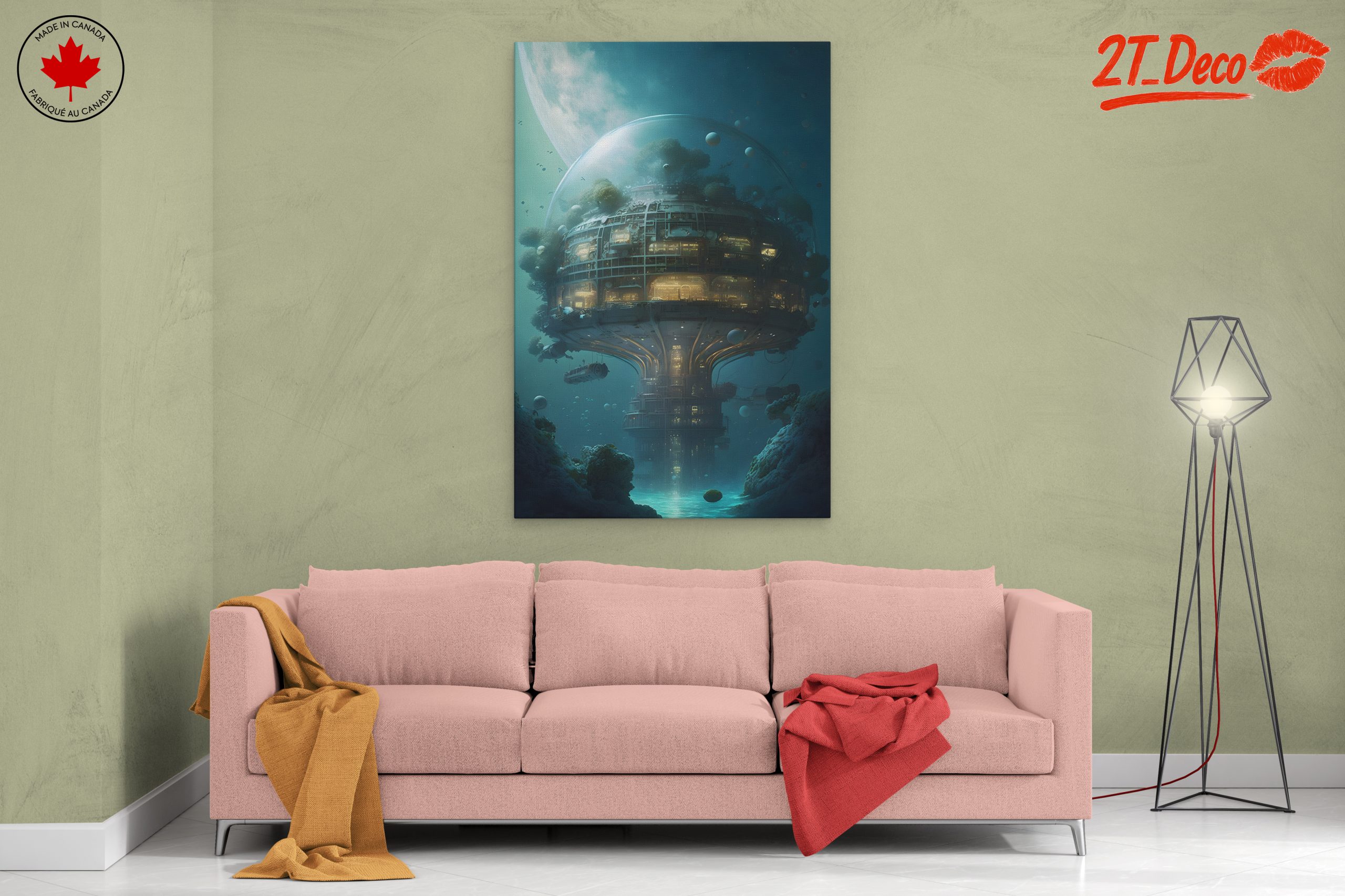 Futuristic Underwater Cityscape with Illuminated Structures - Image 2
