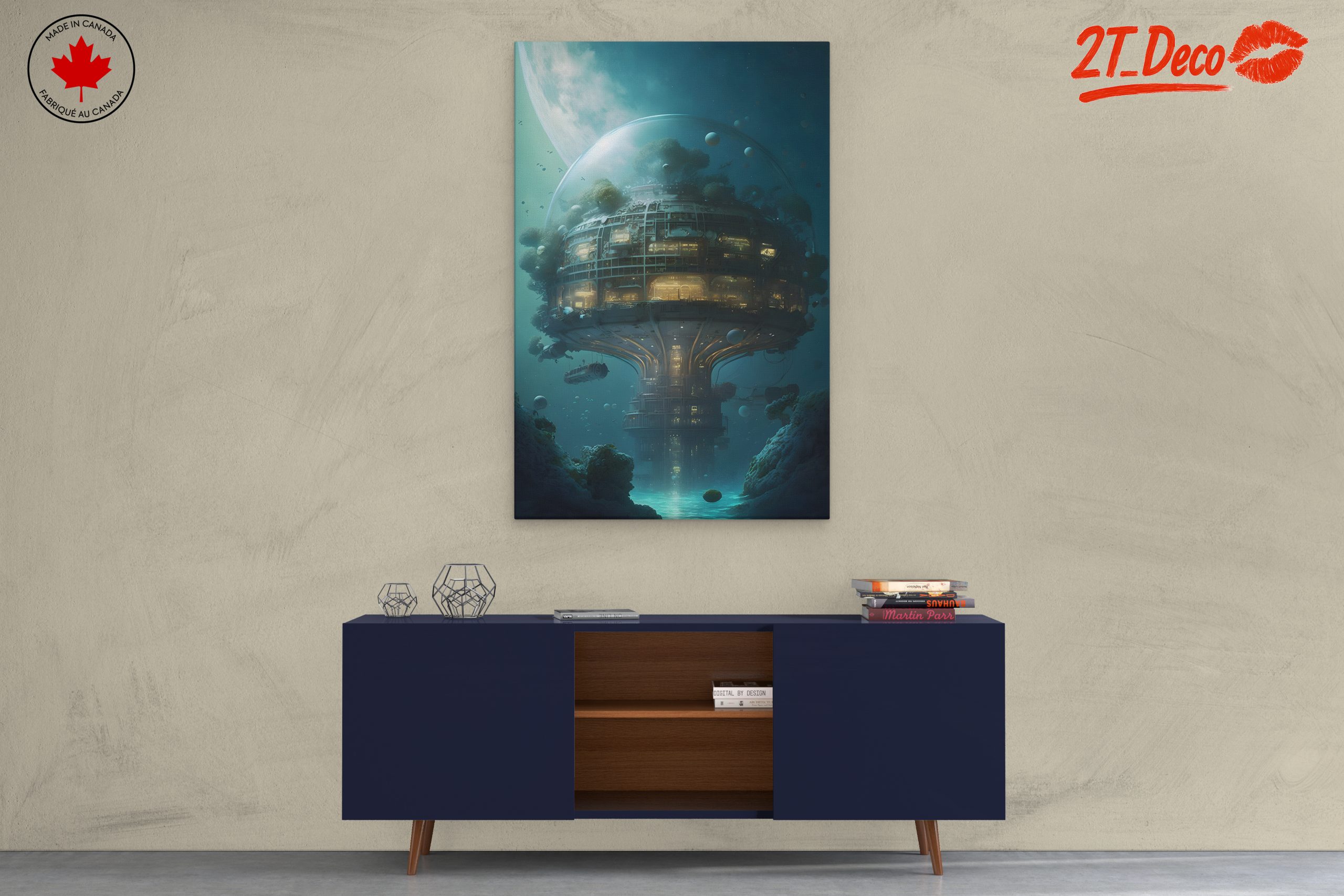 Futuristic Underwater Cityscape with Illuminated Structures - Image 3