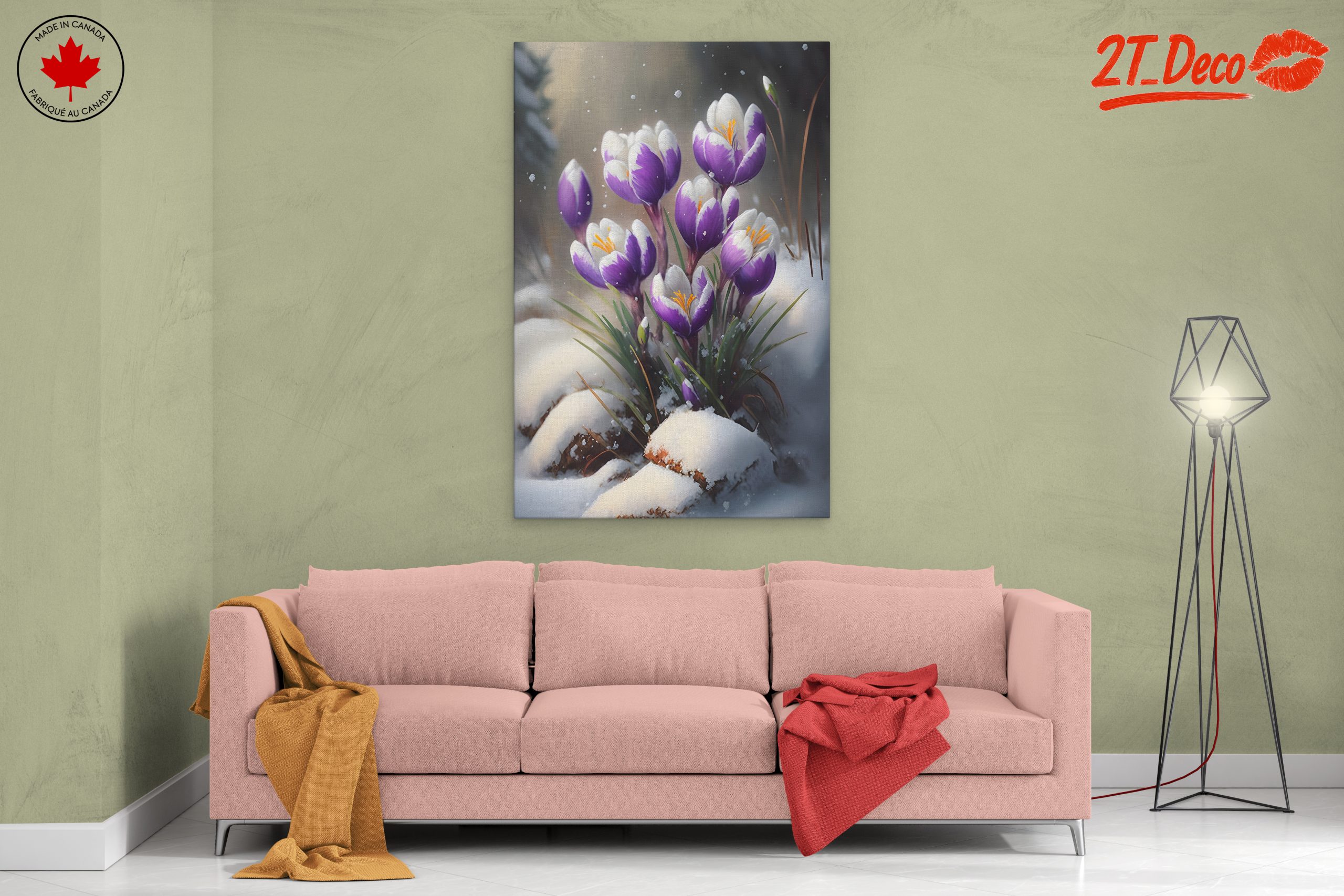Vibrant Crocus Flowers in Snow - Image 2
