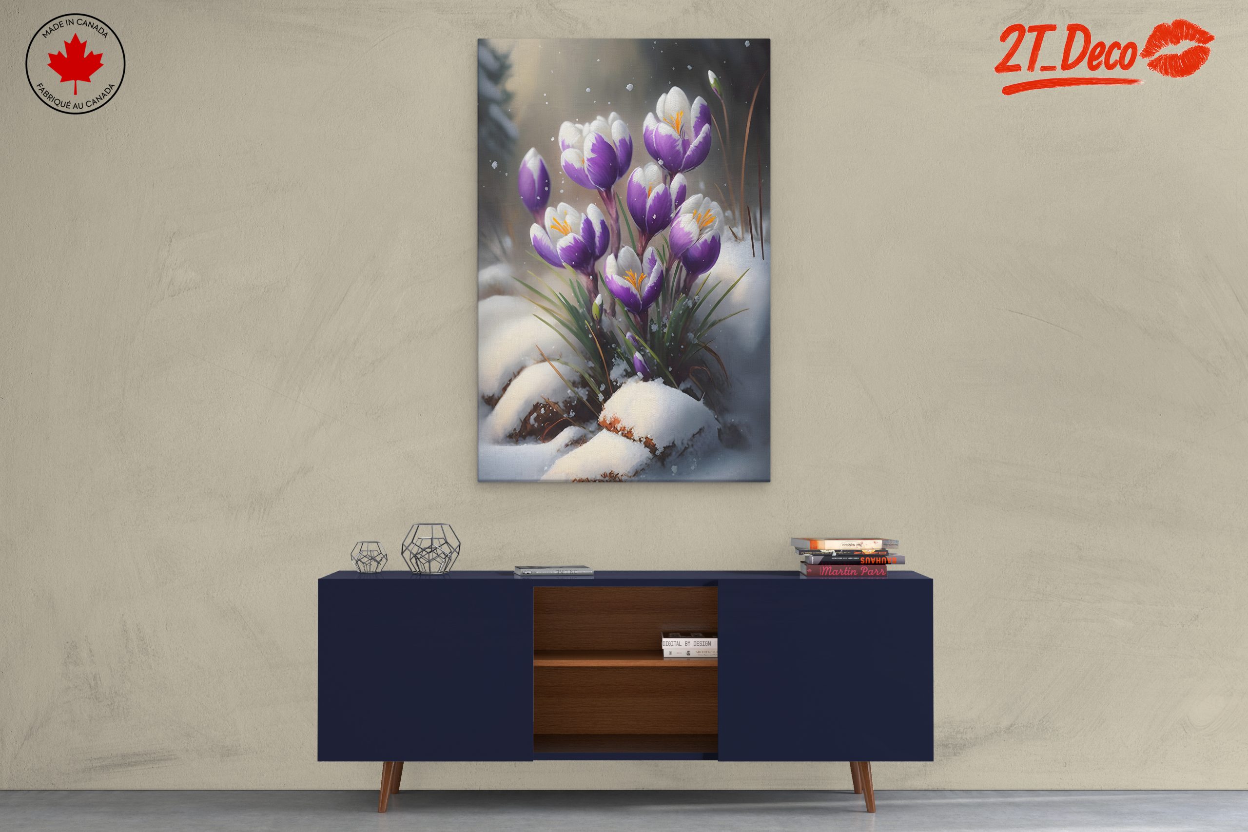 Vibrant Crocus Flowers in Snow - Image 3