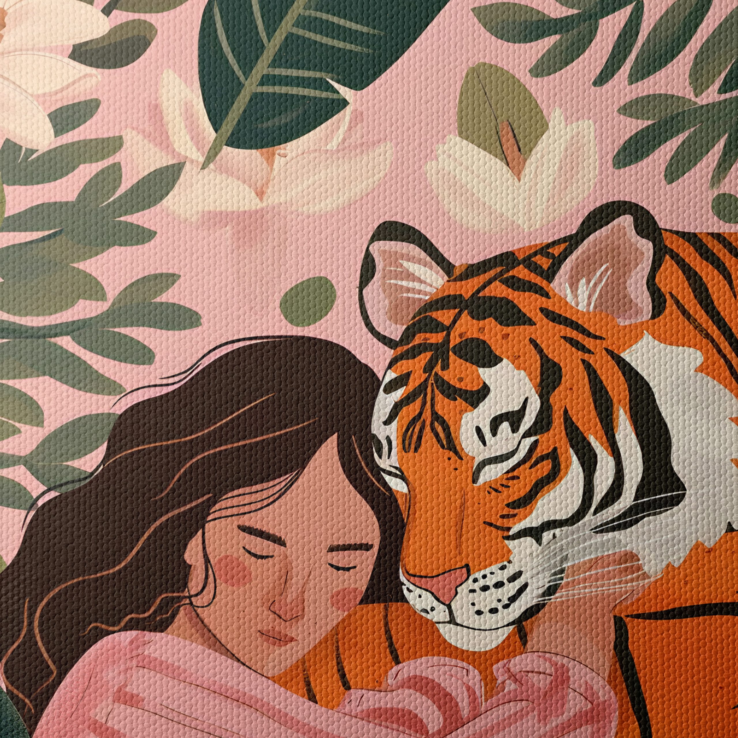 Woman Embracing Tiger in Flowering Jungle - Image 4