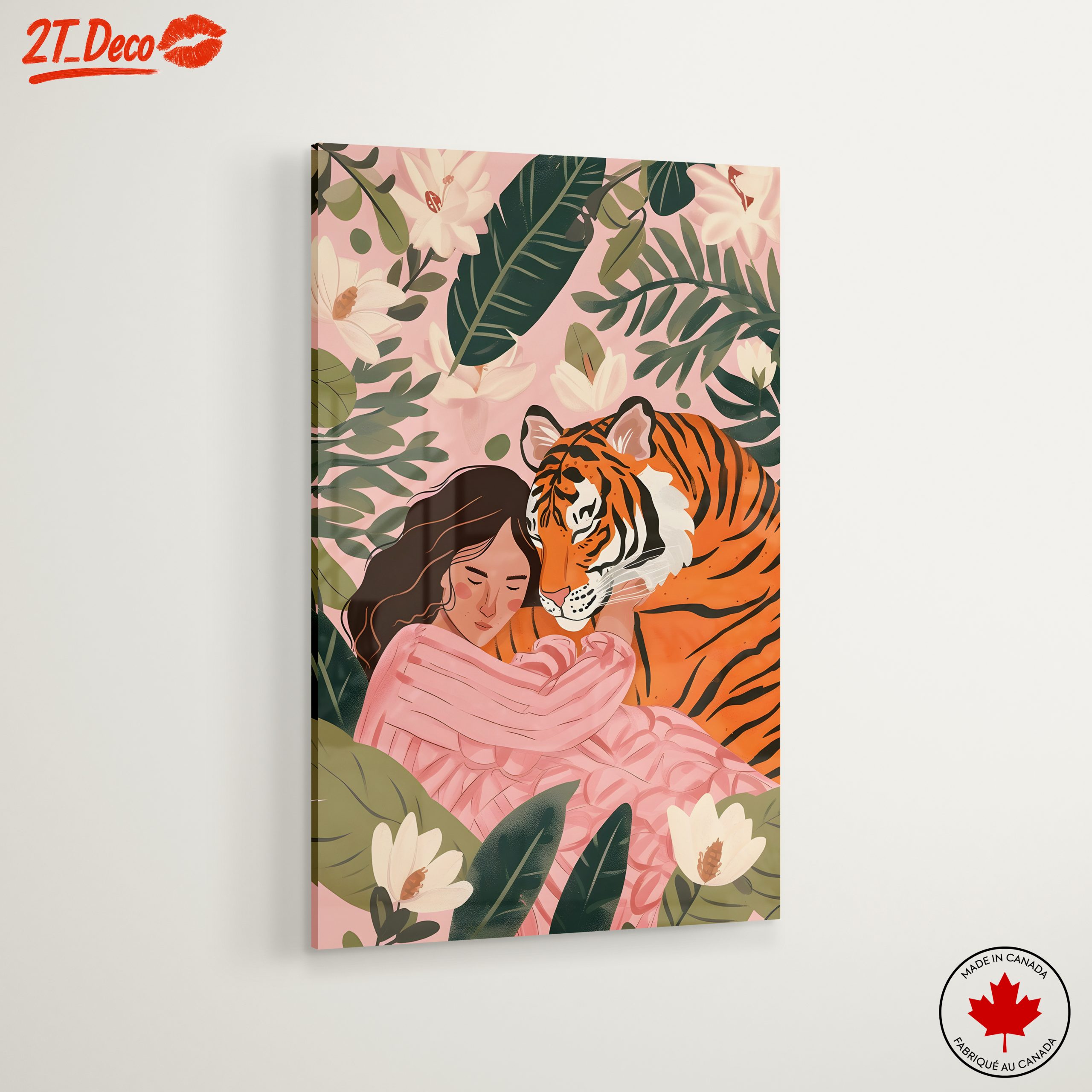 Woman Embracing Tiger in Flowering Jungle - Image 6