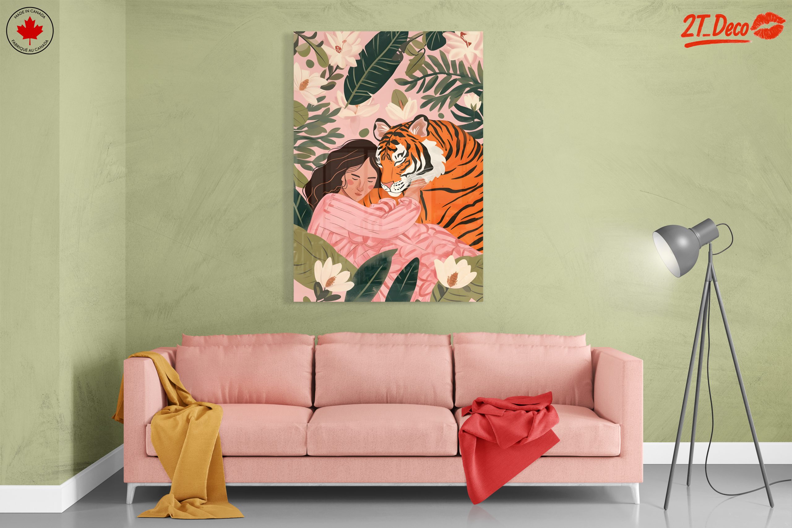 Woman Embracing Tiger in Flowering Jungle - Image 7