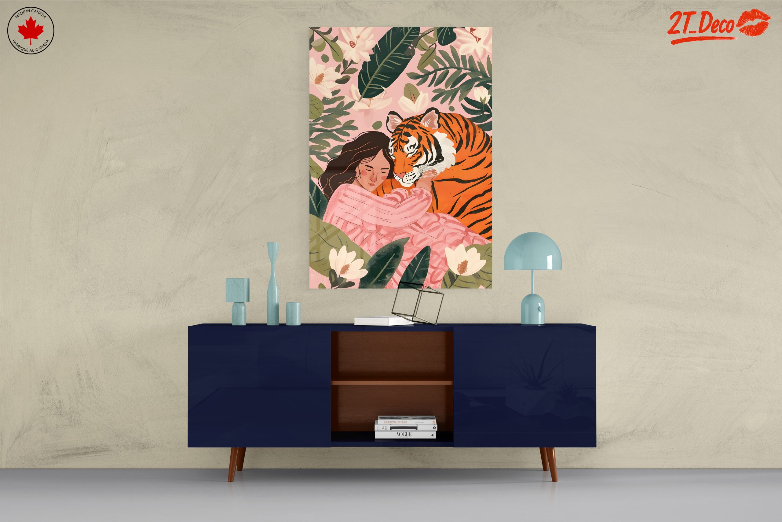 Woman Embracing Tiger in Flowering Jungle - Image 8