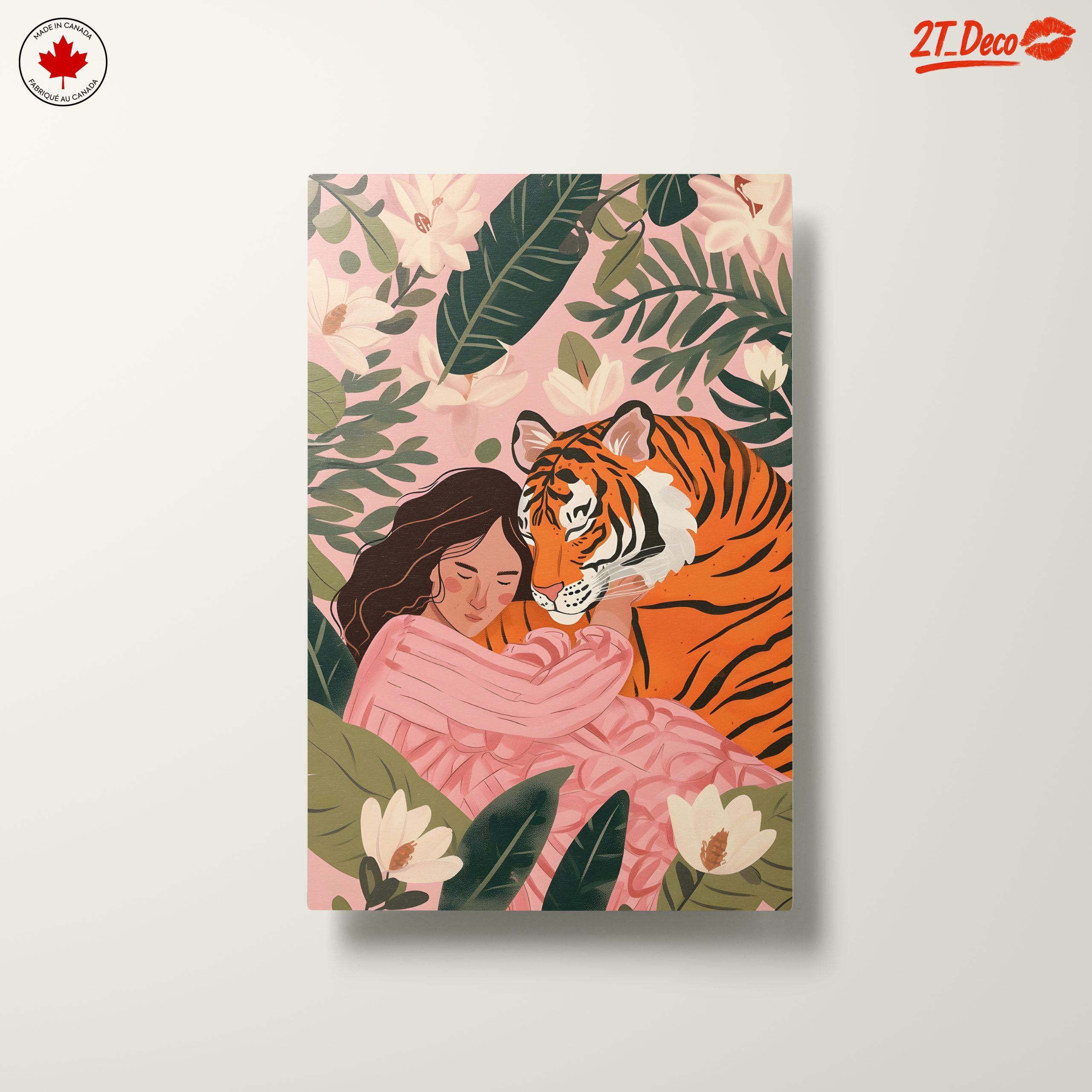 Woman Embracing Tiger in Flowering Jungle - Image 10