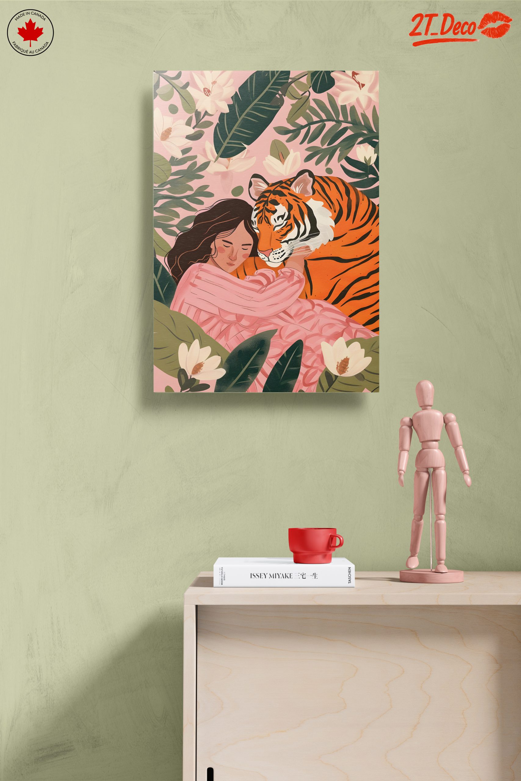 Woman Embracing Tiger in Flowering Jungle - Image 14