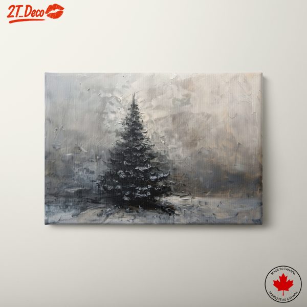 Serene Pine Tree in Winter Landscape