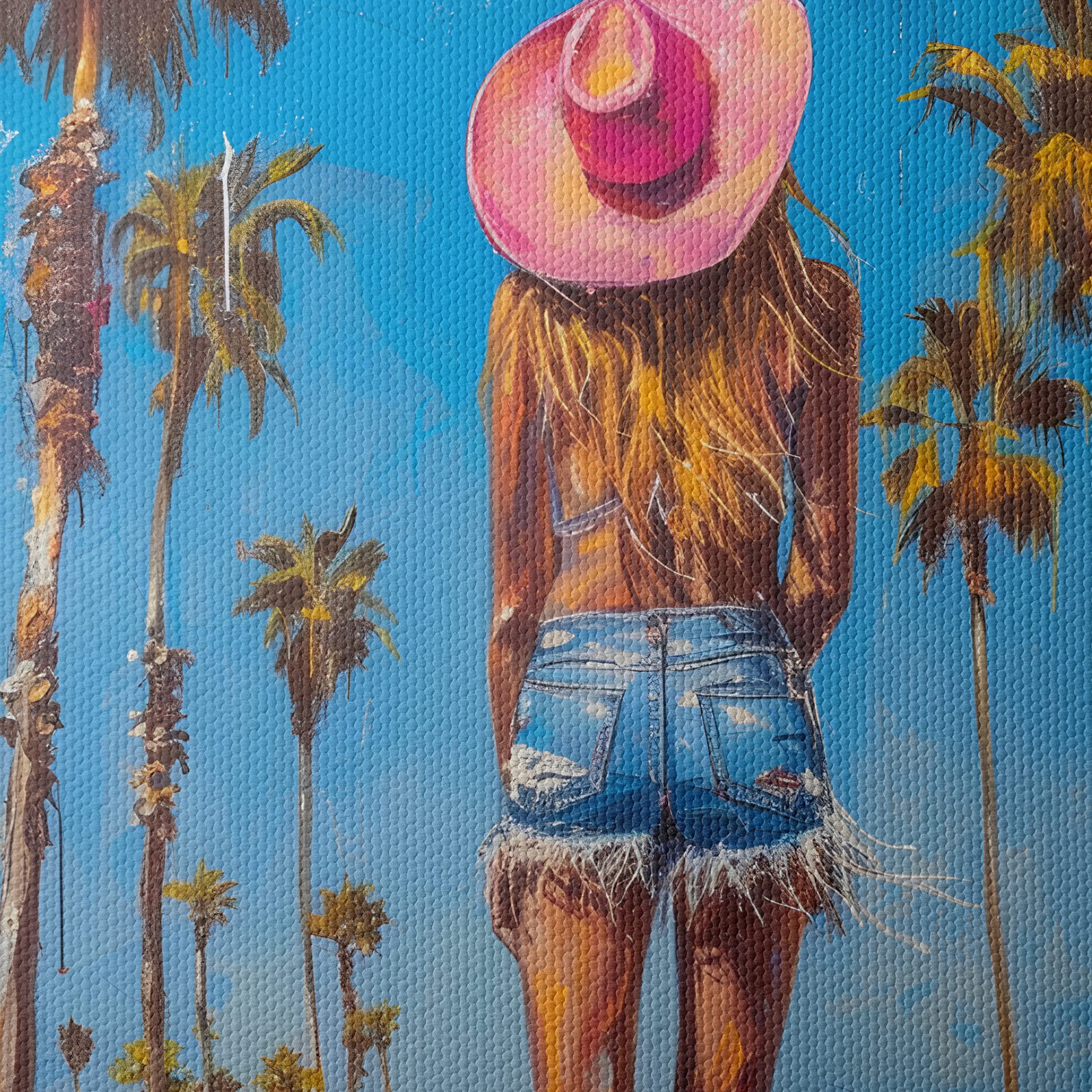 Vibrant Beach Scene with Girl in Pink Hat - Image 4