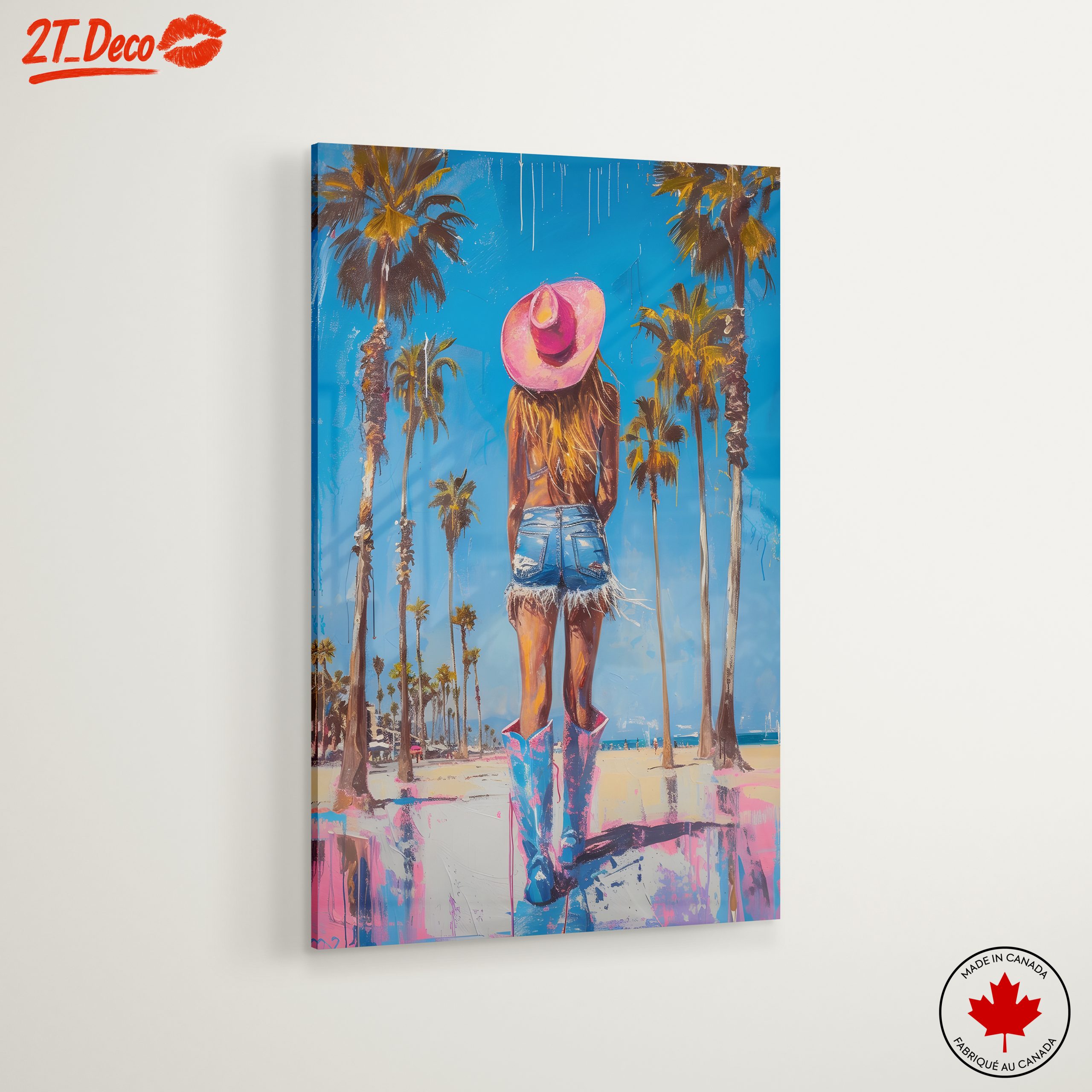 Vibrant Beach Scene with Girl in Pink Hat - Image 6