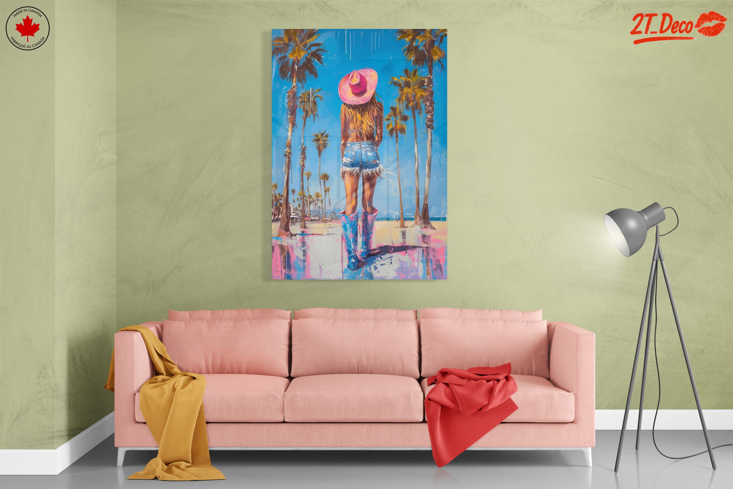 Vibrant Beach Scene with Girl in Pink Hat - Image 7