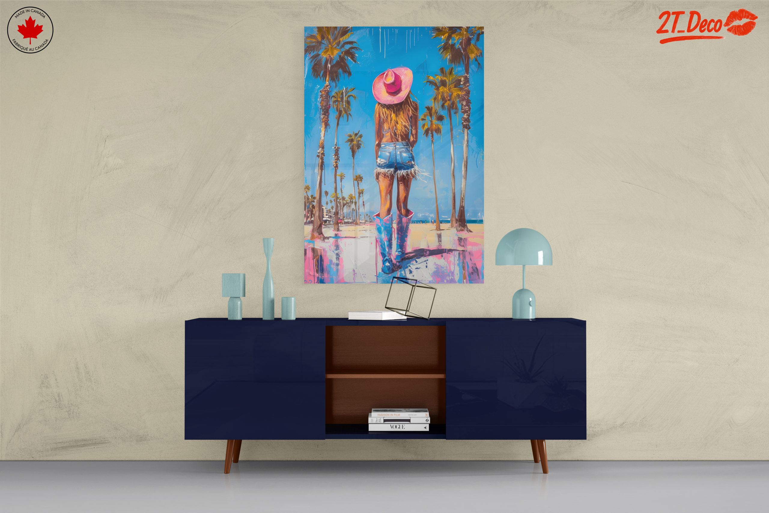 Vibrant Beach Scene with Girl in Pink Hat - Image 8