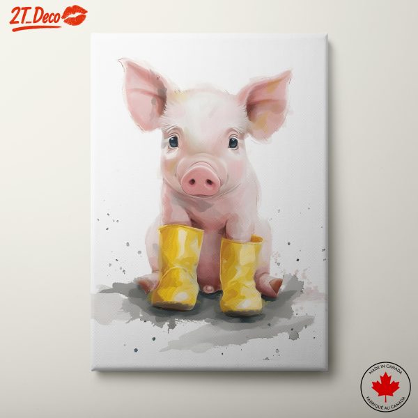 Adorable Piglet with Yellow Boots