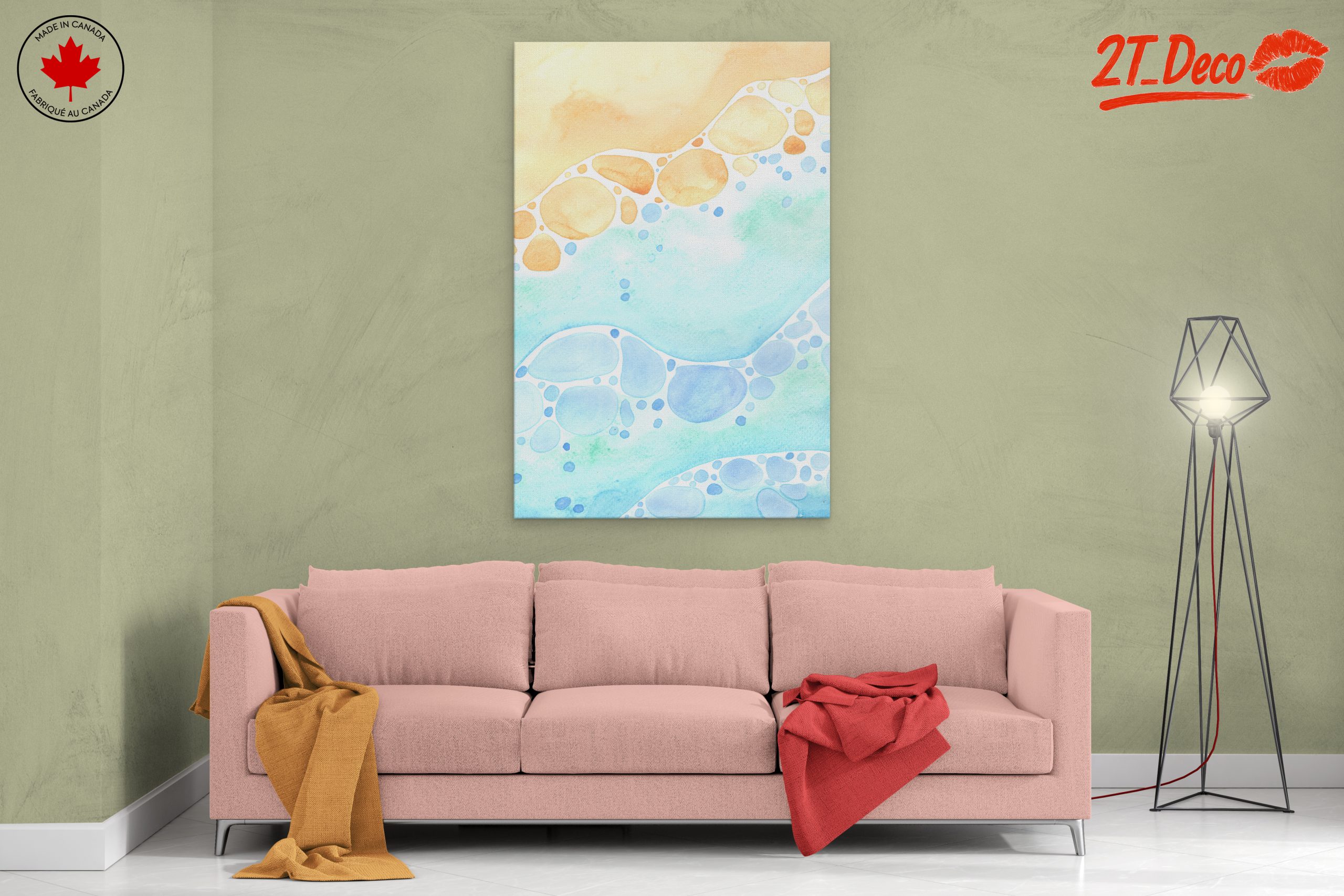 Soft Abstract Waves in Blue and Orange - Image 2