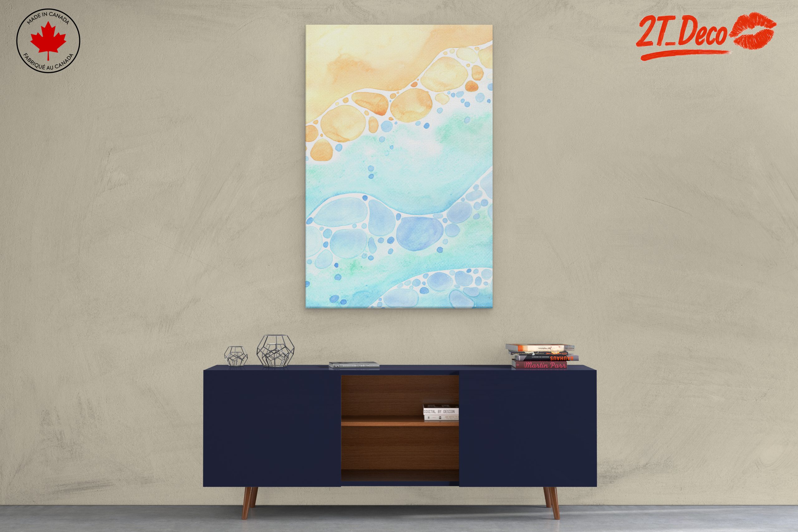 Soft Abstract Waves in Blue and Orange - Image 3