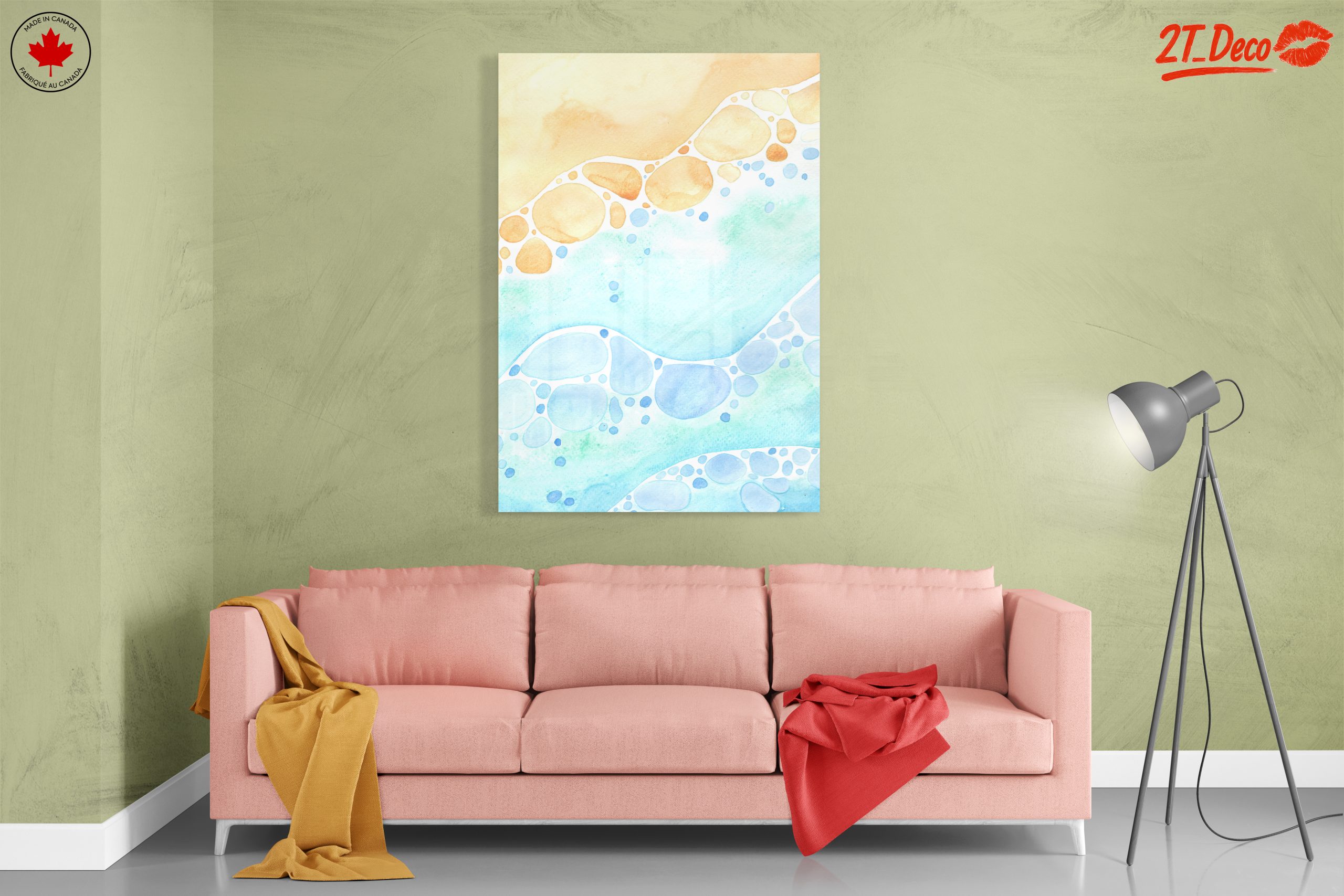 Soft Abstract Waves in Blue and Orange - Image 7