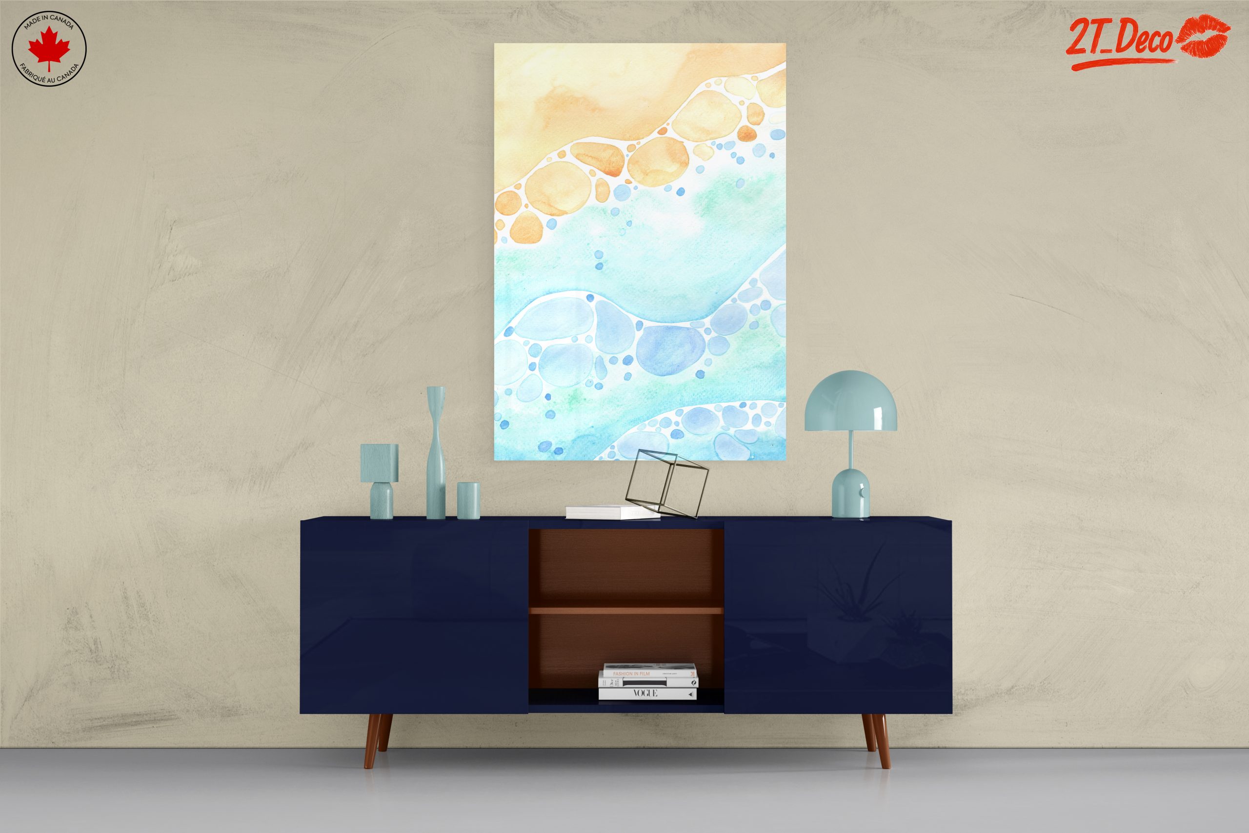 Soft Abstract Waves in Blue and Orange - Image 8