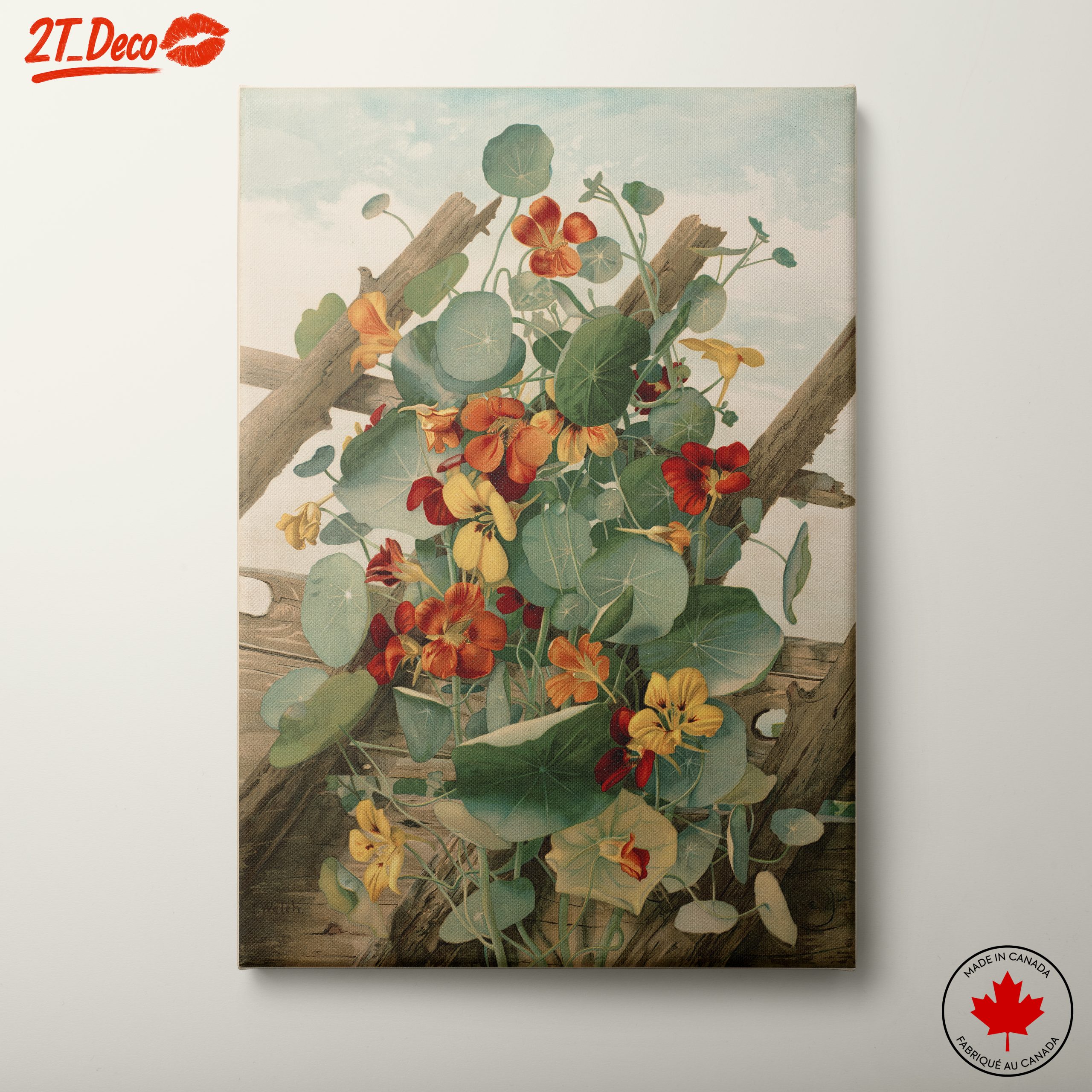 Vibrant Botanical Artwork with Colorful Flowers
